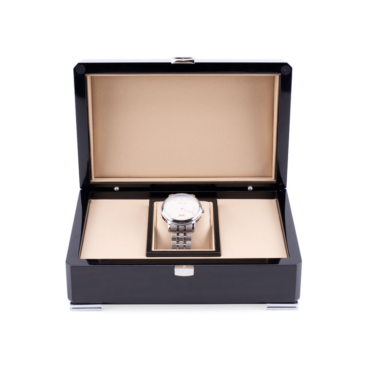 Classic High-end Black Watch Box with Silver Lock