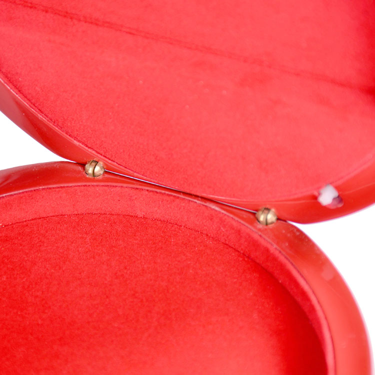 LED Light Round Shape Lacquer Jewelry Wooden Box
