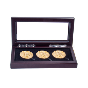 3coin Glass Window Display Wooden Coin Box