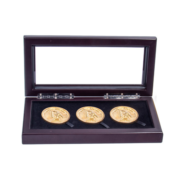 3coin Glass Window Display Wooden Coin Box