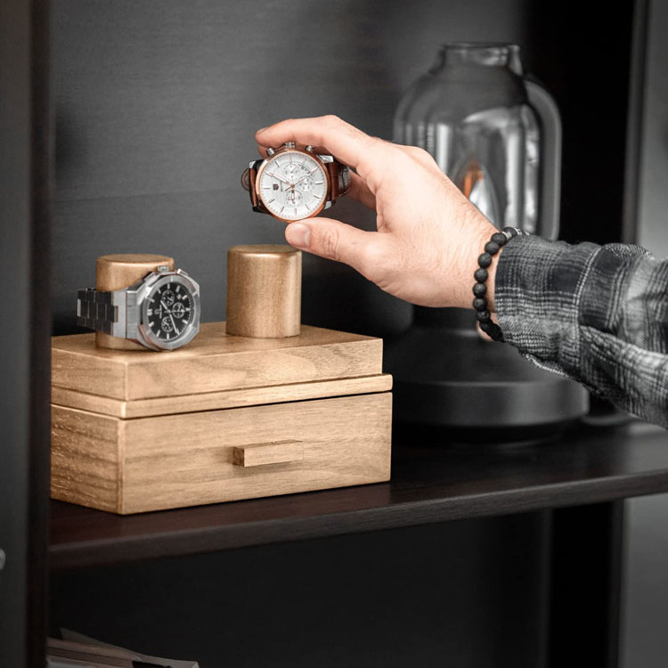 2 Slot Custom Luxury Glossy Wooden Custom Logo Watch Packaging Box Hot-sale Watch Box Wood Packing Box