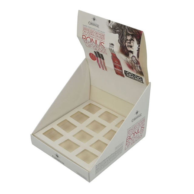 Custom Pdq Cardboard Tabletop Countertop Cosmetic Makeup Lash Product Display Boxes Paper Lipstick Skin Care Eyelash Display Box