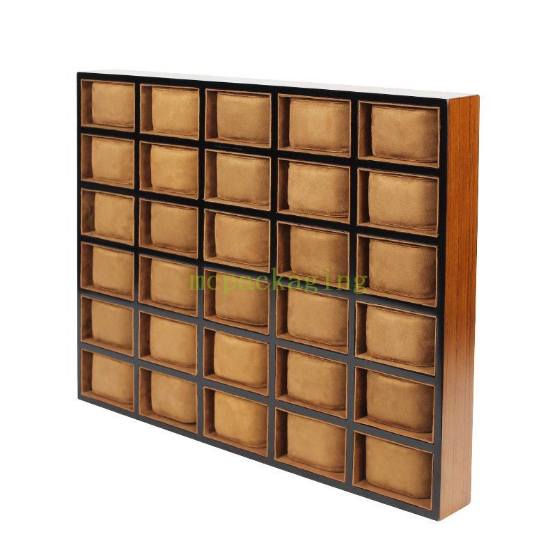 30 Slots Wooden Solid Wood Watch Storage Tray Watch Pillow Organizer Display Tray Showcase