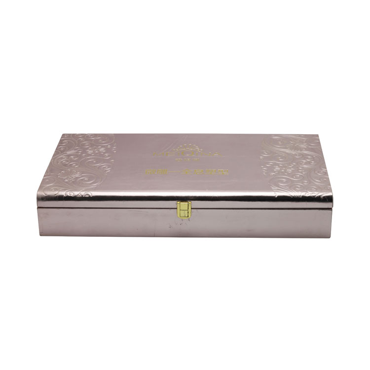 Mechanical Two Playing Pull Out Drawer Plastic Cake Rose Gold PU Leather Cosmetic Essential Oil Gift Packaging Box