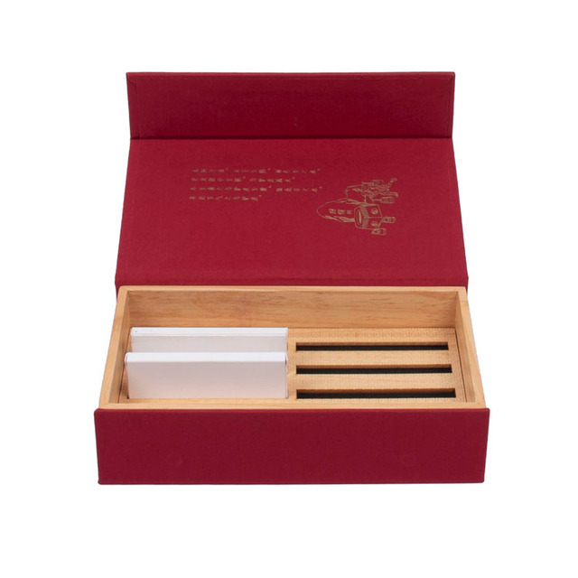 Competitive Price Wine Jewellery Boxes Bulk Gift Set Mirror Red Linen Wrapped Pine Ass Hide Glue Gift Box