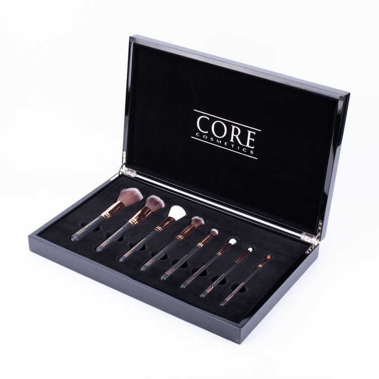 Wooden Makeup Brush Set Luxury Black Piano Box
