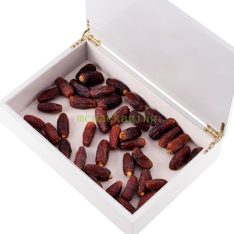 KSA Jeddah Season Wooden Box Factory Customized Custom White Open Lacquer Engraved Wooden Crate Gift Chocolates Box Wood Box