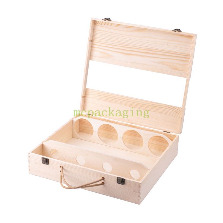 Custom Logo Solid Wood 1 2 4 6 Bottle Wooden Wine Packaging Gift Box In Bulk