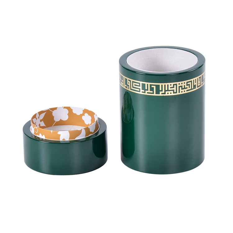 Round Metal Label with Border And Pattern Decoration, Green Piano Paint, High-end Perfume Wooden Box