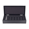 Rectangular Black High-gloss Paint Embedded Metal Logo Craft Removable Black EVA Inner Holder Multi-bottle Perfume Essential Oil Display Storage Packaging Box