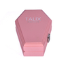 Silver Double Column Hinge Japanese Lock Pink PU Leather Interior Creative Hexagonal Coffin-shaped Perfume Wooden Box Packaging Custom Made