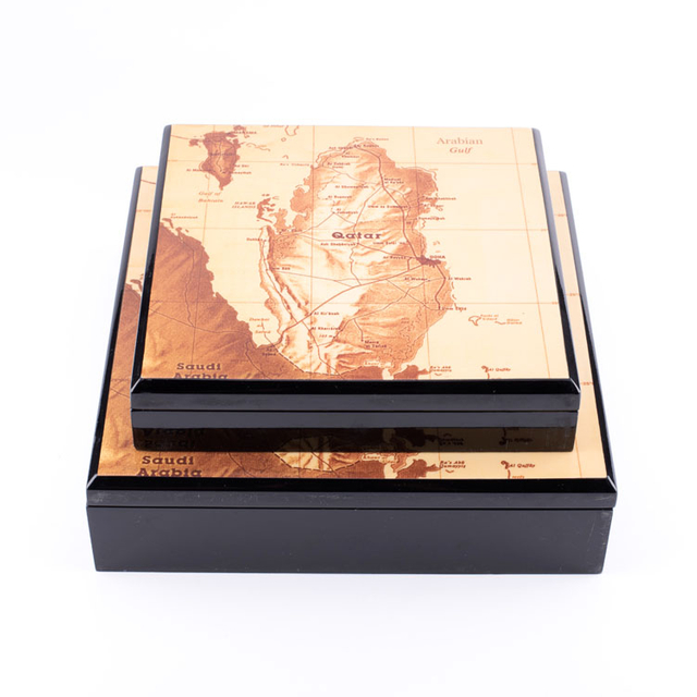 Gulf Map Glossy Hinged Wooden Ramadan Box