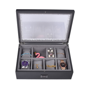 8-slot Pearl Lustre Grey with Acrylic Window Watch Jewelry Display Storage Box
