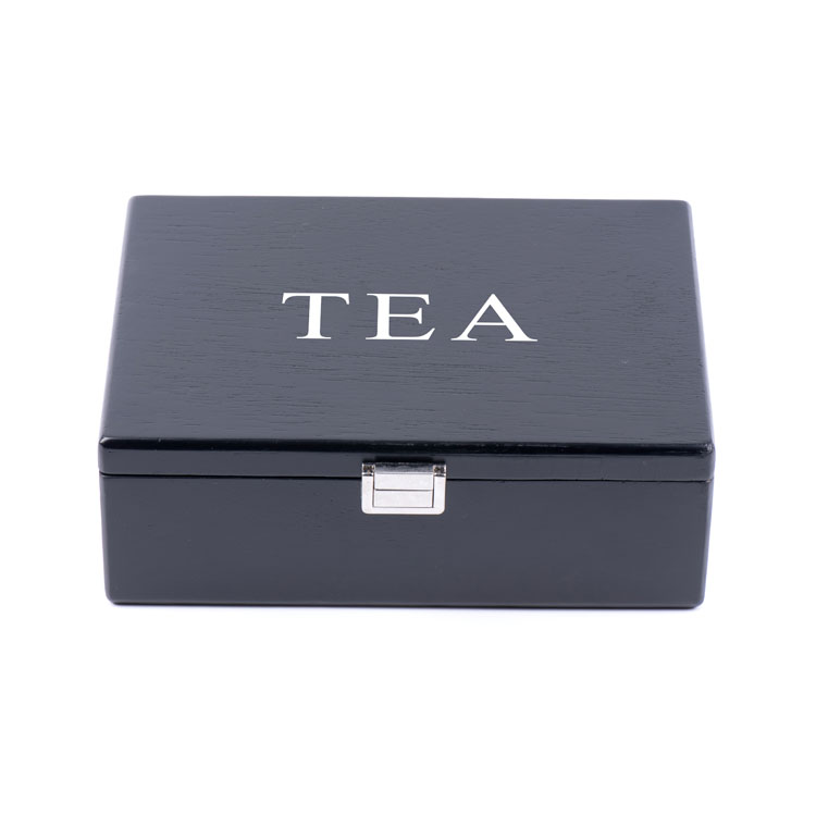 Matt Black Veneer 6 Slot Tea Wooden Box