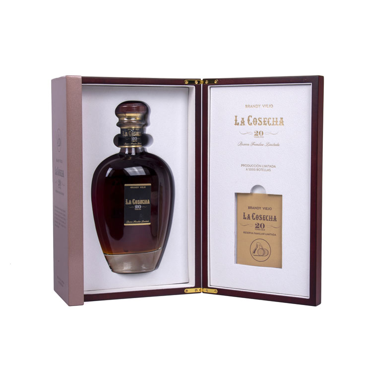 Brandy Glass Bottle Flip Flap Wine Wooden Box