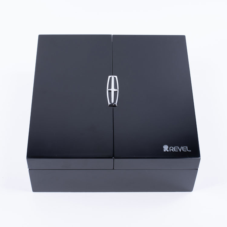 Double Door Lacquer Silver Logo Label Wooden Gift Box