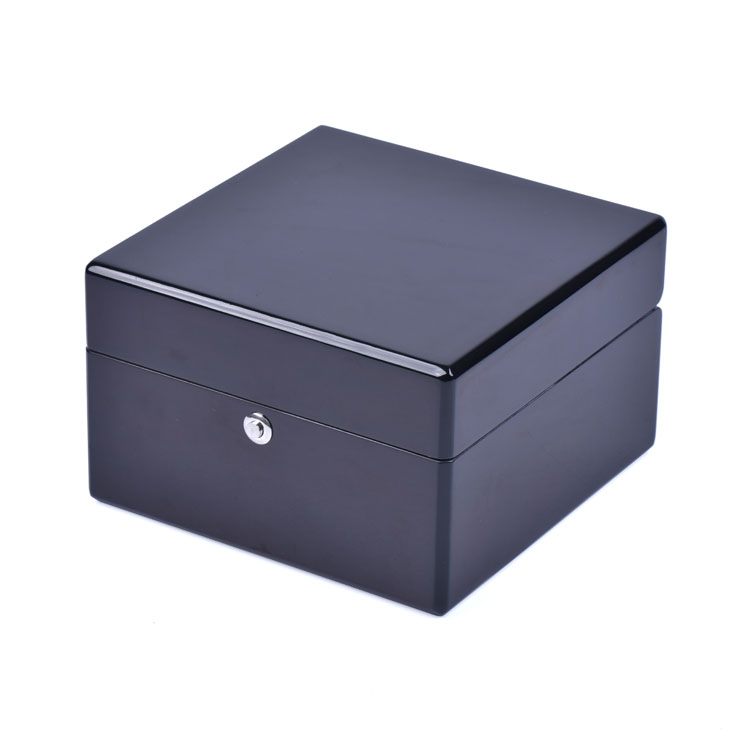 Wooden Box Factory Customized High End Custom Logo Black Safe Lock Watch Packing Box With Key