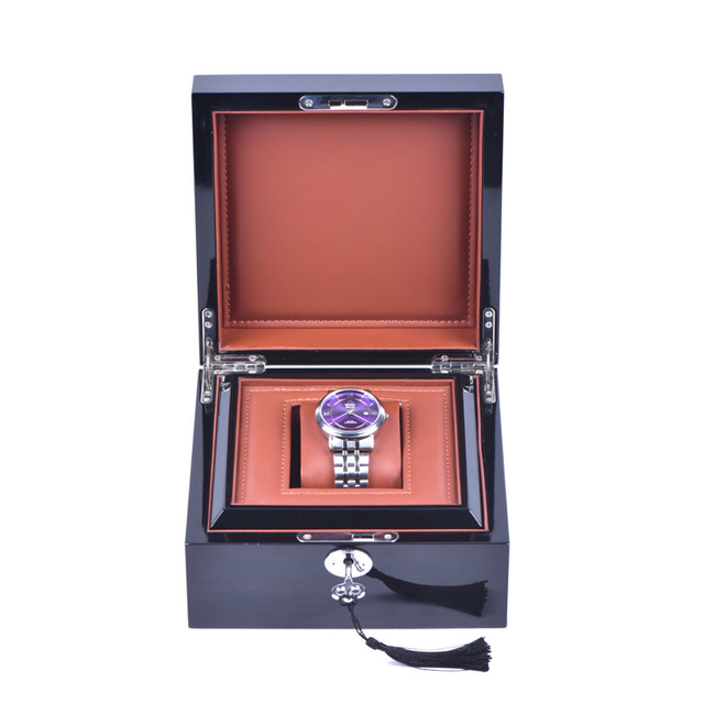 Wooden Box Factory Customized Personalized Custom Wooden Black Lacquered Watch Packing Box Woodbox