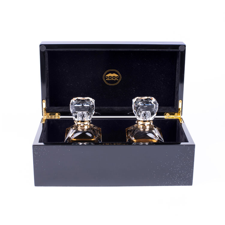 Black Piano Lacquer Custom Luxury wooden Perfume Bottle Box Packaging Gift Boxes With Key Lock