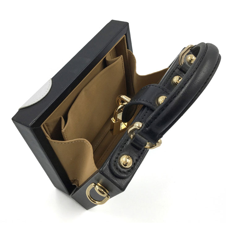 Packing Folding Hotel Bathroom Tissues And Single Metal Black with White PU Leather Small Tote Bag Box