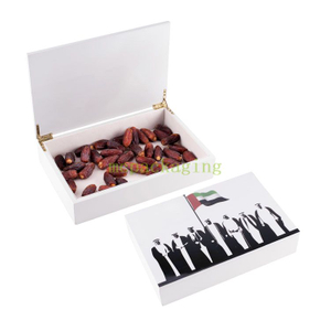 KSA Jeddah Season Wooden Box Factory Customized Custom White Open Lacquer Engraved Wooden Crate Gift Chocolates Box Wood Box