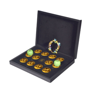 Presentation Medallion Standing Collector Capsule Donation Boxes Piano Lacquer Wooden Coin Box