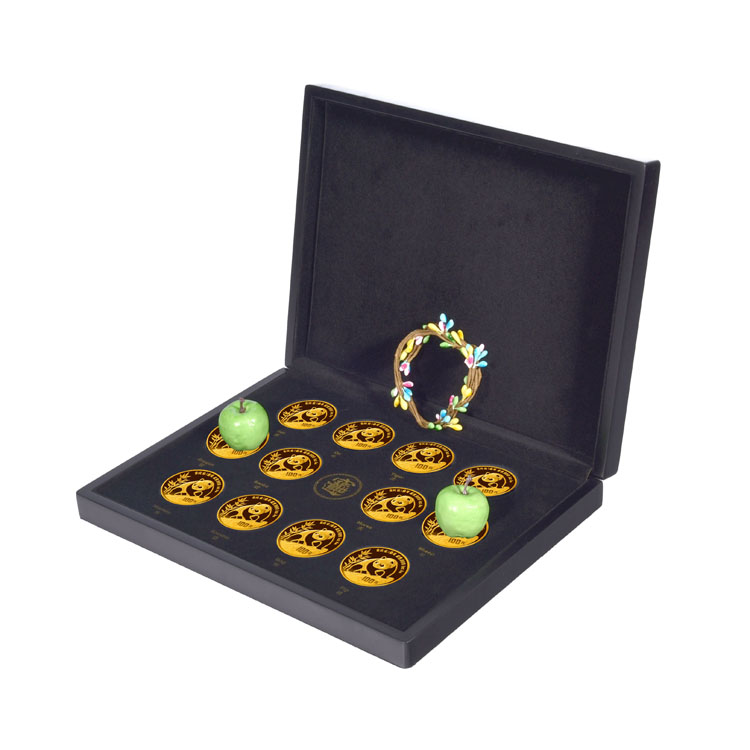 Presentation Medallion Standing Collector Capsule Donation Boxes Piano Lacquer Wooden Coin Box
