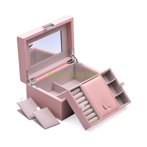 New Luxury Arrival Mini Leather Pu Small Travel Jewelry Box Organizer Women Gifts Custom Logo Jewelry Storage Box with Mirror