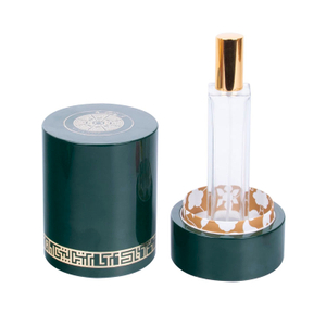 Round Metal Label with Border And Pattern Decoration, Green Piano Paint, High-end Perfume Wooden Box