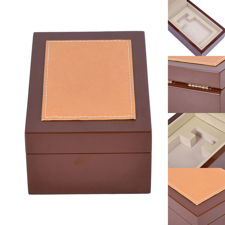 Small Brown Rectangular Inner Tray with Movable Elastic Hinge for Storage And Display of Perfume Wooden Box for Paint Packaging