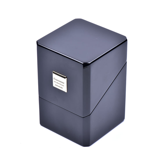 Cube Black Piano Paint Oblique Cover 45 Degree Corner Wooden Perfume Packaging Box Custom Made