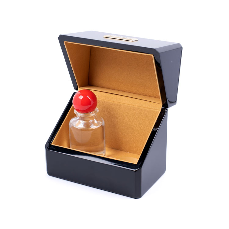 Double Bottle Cube Shape Long Logo Black Piano Paint Essential Oil Perfume Packaging Box