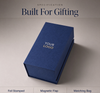 Custom Navy Blue Magnetic Flip Gift Box with Matching Paper Bag, Cajas Personalizadas