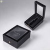 Custom Black Rigid Perfume Gift Box with Acrylic Window, Luxury Fragrance Bottle Packaging Box for Brand Perfume