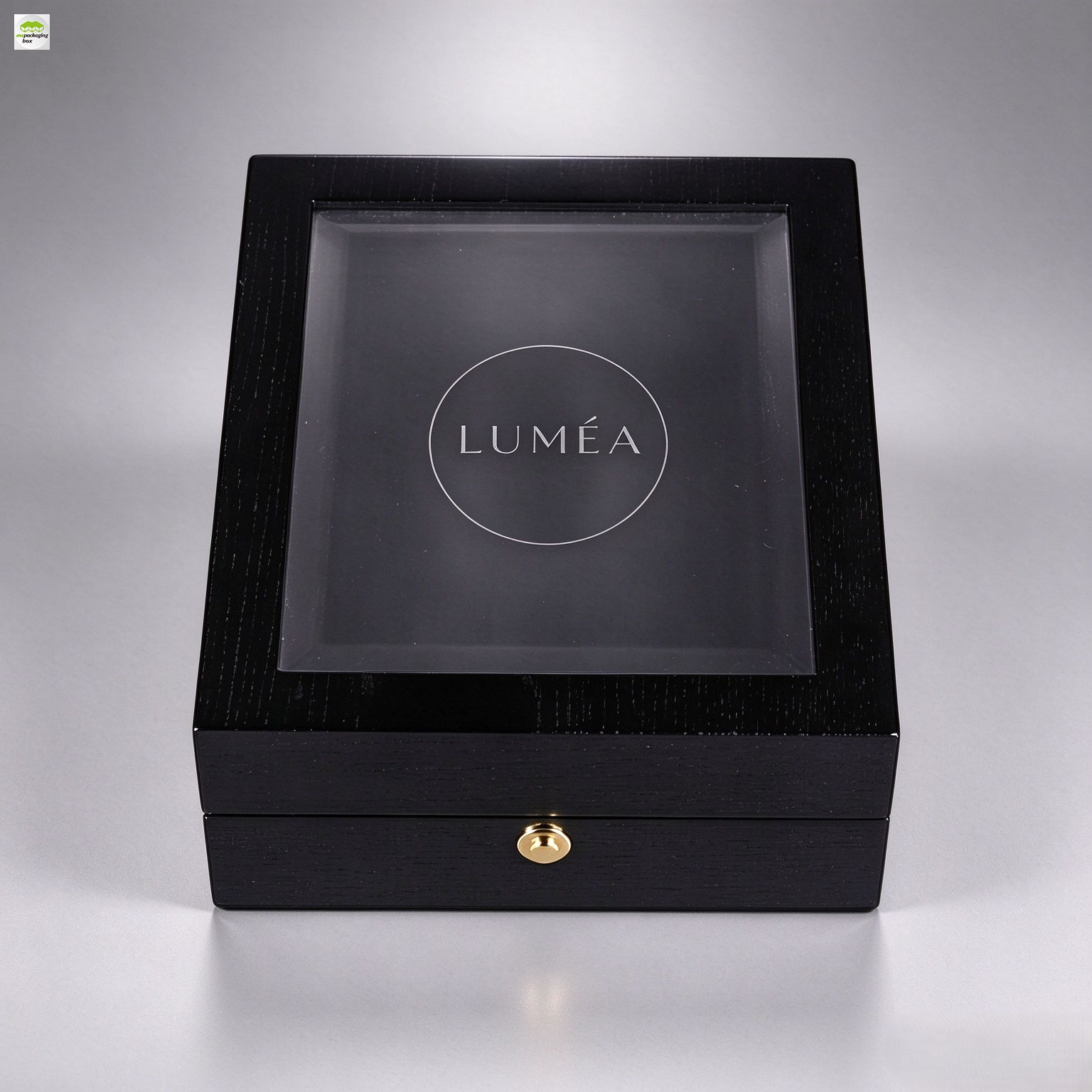 Custom Black Rigid Perfume Gift Box with Acrylic Window, Luxury Fragrance Bottle Packaging Box for Brand Perfume