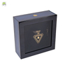 Luxury Custom Perfume Gift Box, Dark Blue Textured Rigid Box with Acrylic Window, Premium Fragrance Packaging Box for Perfume Bottle